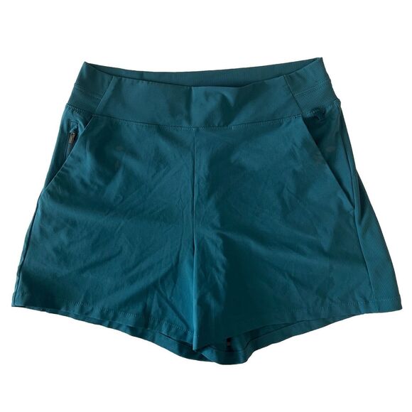 Athleta Women Sz 6 Mid-Rise Brooklyn Activewear Shorts Borealis Green Teal - Picture 1 of 6